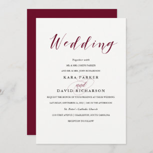 Convite Tipografia Elegante   Marsala Wedding