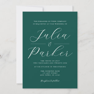 Convite Tipografia Elegante Moderna Casamento Verde Esmera