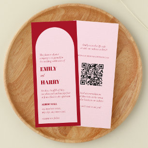 Convite Tipografia em negrito moderno Código QR Casamento 