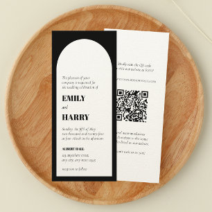Convite Tipografia em negrito moderno Código QR Casamento