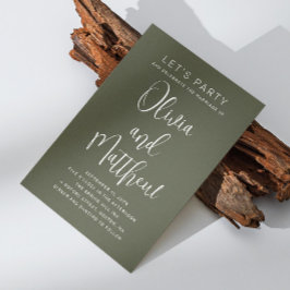 Convite Tipografia em verde sage script casamento + detalh