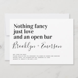 Convite Tipografia Engraçada Casamento Branco Negro