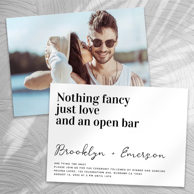 Convite Tipografia Engraçada Nada Foto Rico Casamento (Criador carregado)