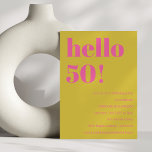 Convite Tipografia Escura Amarelo Cor-de-Rosa 50º Aniversá<br><div class="desc">Tipografia Escura,  Cor-de-Rosa Brilhante e Amarelo,  50.o Convite de Aniversário</div>