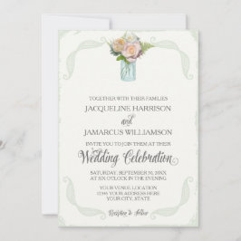 Convite Tipografia floral rústica do roteiro dos rosas do