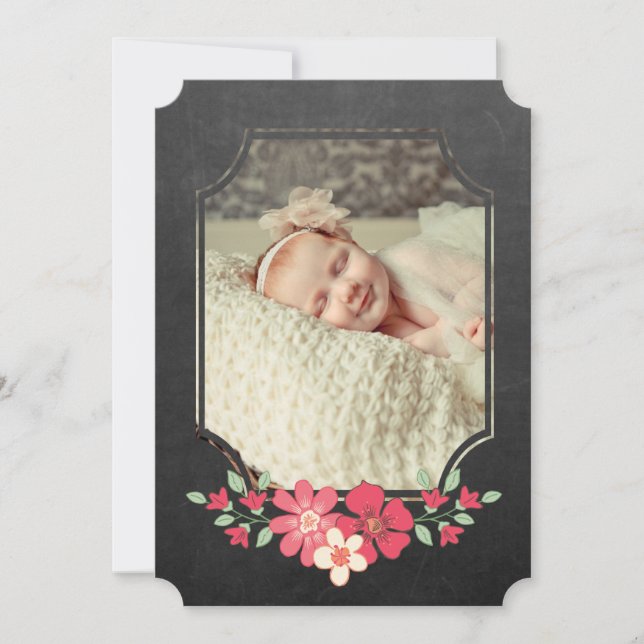 Convite Tipografia Floral Rústica Dos Tecidos Calcboard Si (Frente)