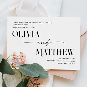 Convite Tipografia Formal Minimalista Casamento Foto + Q