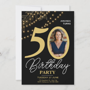Convite Tipografia Fotográfica Botânica Elegante 50 Aniver