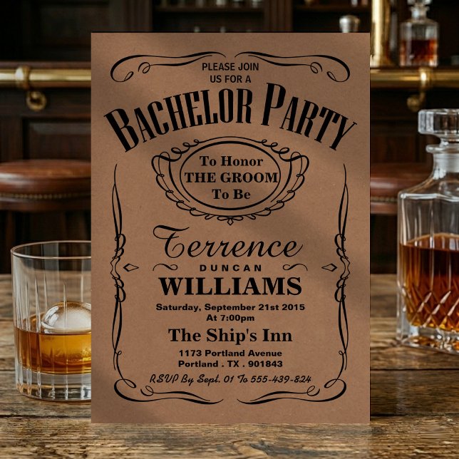 Convite Tipografia Kraft da Moda Festa de Despedida de Sol (Criador carregado)