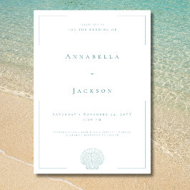 Convite Tipografia Mínima Casamento Aqua e Branco
