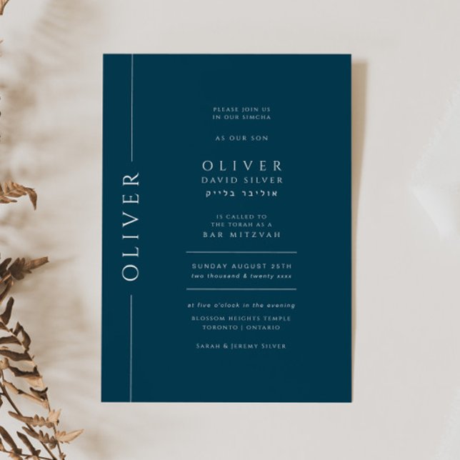 Convite Tipografia Mínima do Bar Azul Mitzvah (Criador carregado)