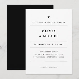 Convite Tipografia Minimalista Coração Preto Branco Casame