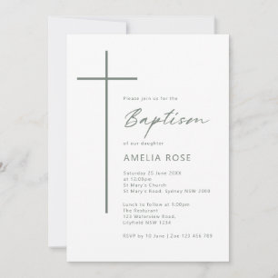Convite Tipografia Minimalista cruz batismo