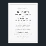 Convite Tipografia Minimalista Moderna Borda Simples Casam<br><div class="desc">Tipografia Minimalista Moderna Borda Simples Convite de Casamento
O design apresenta uma tipografia de fonte sans serif negrito moderna simples e borda simples.</div>