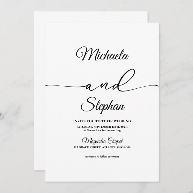 Convite Tipografia Moderna | Bold Bellisia Wedding (Frente/Verso)
