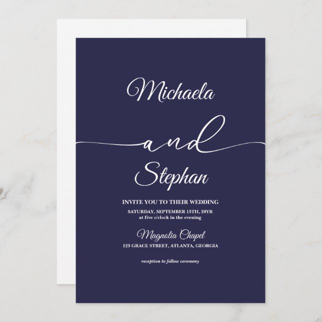 Convite Tipografia Moderna | Bold Bellisia Wedding (Frente/Verso)