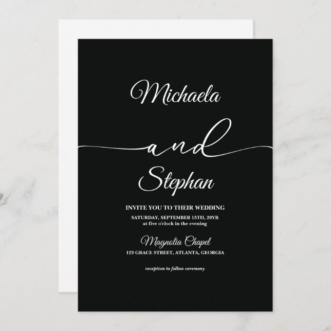 Convite Tipografia Moderna | Bold Bellisia Wedding (Frente/Verso)