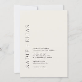 Convite Tipografia Moderna Casamento Beige Elegante