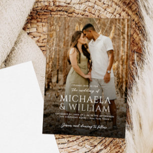 Convite Tipografia Moderna Casamento Foto Única