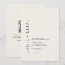 Tipografia Moderna Casamento QR Code Bege Elegante