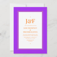 Tipografia Moderna Casamento Roxo, Laranja e Amare
