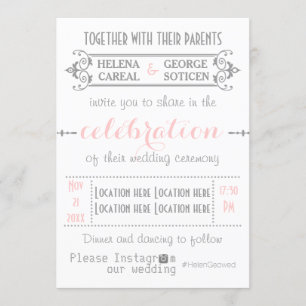 Convite Tipografia moderna com casamento do hashtag de