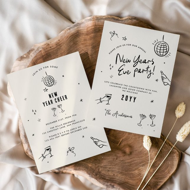 Convite Tipografia moderna Coquette New Yeats Eve (Criador carregado)