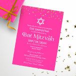 Convite Tipografia Moderna Dourada Confetti Rosa Bat Mitzv<br><div class="desc">Dourada Tipografia Moderna Confetti Pink Bat Mitzvah Convite</div>