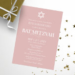 Convite Tipografia Moderna Dusty Pink Bat Mitzvah<br><div class="desc">Moderna Tipografia Dusty Pink Bat Mitzvah Convite</div>