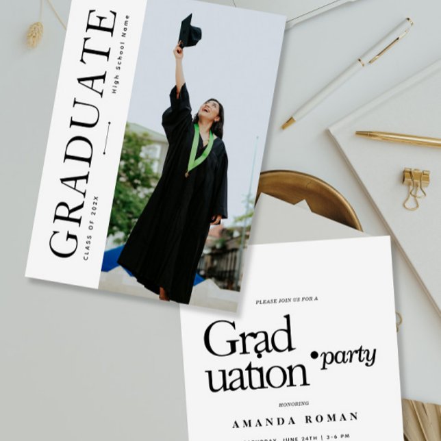 Convite Tipografia Moderna e Destacada de Graduação (Criador carregado)