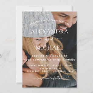 Convite Tipografia Moderna Elegante de Casamento Fotográf