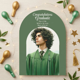 Convite Tipografia Moderna Graduado Arco Minimalista Verde