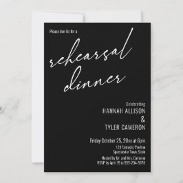 Convite Tipografia moderna Janto de ensaio simples preto