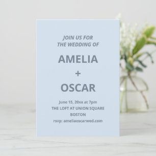 Convite Tipografia Moderna Minimalista de Casamento Azul M