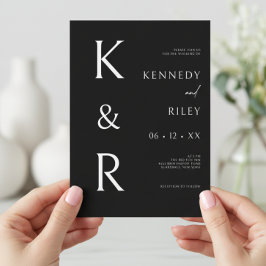 Convite Tipografia Moderna Monograma Casamento QR Branco P