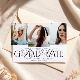 Convite Tipografia Moderna Multi Foto Elegante Graduação