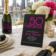 Tipografia Moderna Rosa Preto Fabuloso 50 Aniversá