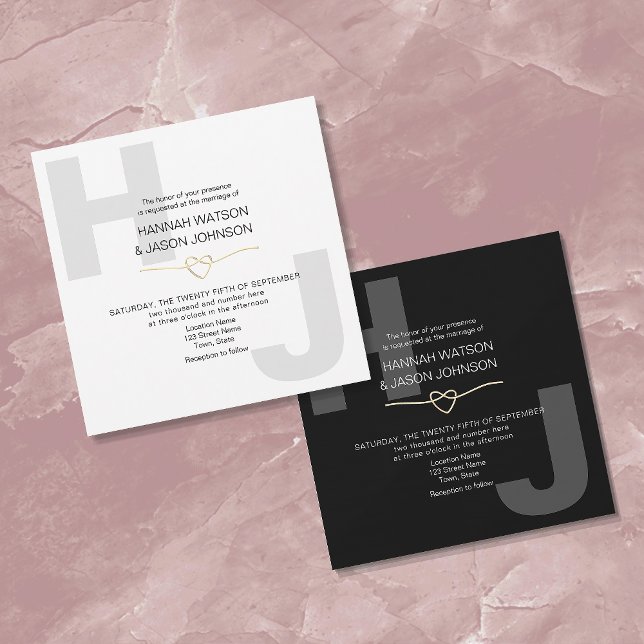 Convite Tipografia Negra e Branca Moderna (Criador carregado)