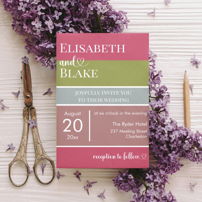 Convite Tipografia Negra e Casamento Moderno Verde (Criador carregado)