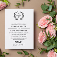 Tipografia Negra Laurel Wreath Monograma Casada Em