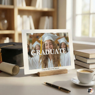 Convite Tipografia Negrita Moderna Foto Turma de Graduados
