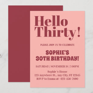 Convite Tipografia Negrita Rosa e Borgonha Aniversário de