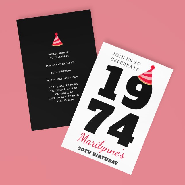 Convite Tipografia Negrito 50º Aniversário (Criador carregado)