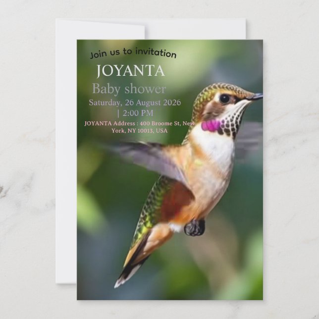 Convite Tipografia personalizada little bird (Frente)