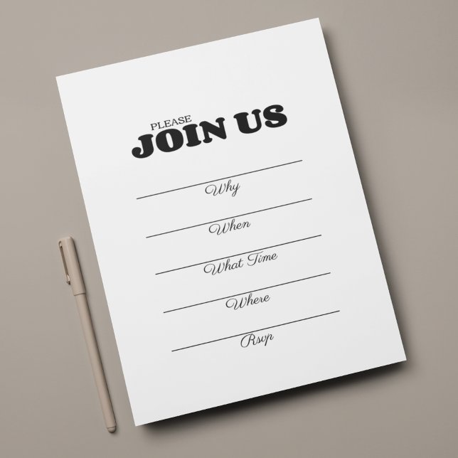 Convite Tipografia Preta Multiuso para Preenchimento à Mão (Criador carregado)