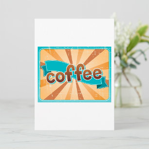 Convite Tipografia Retro Café Explosão Solar Marrom Azul