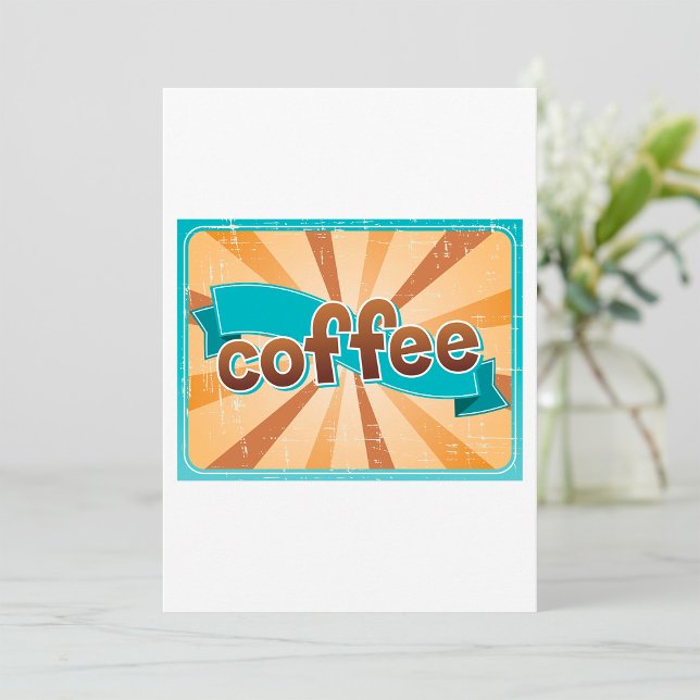 Convite Tipografia Retro Café Explosão Solar Marrom Azul (Criador carregado)
