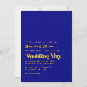 Convite Tipografia Retro Negrita Casamento Azul Marinho e