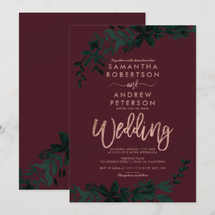 Convite Tipografia Rosa dourada Casamento floral