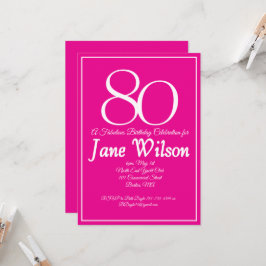 Convite Tipografia Rosa Ousada 80 e Aniversário Fabuloso
